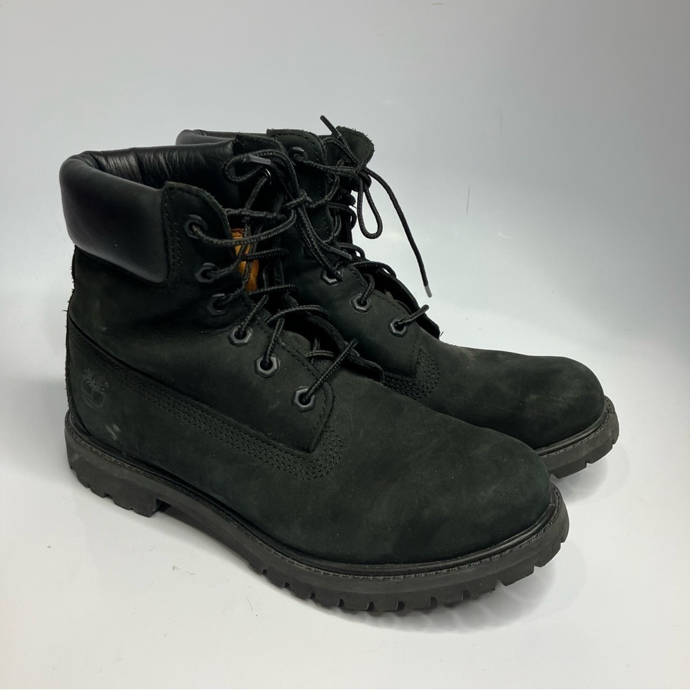 Timberland black leather lace up boots size 8.5